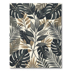 Monochromatic Tropical Foliage Leaf Botanical Rug