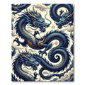 Majestic Azure Dragon Serpent Clouds Rug