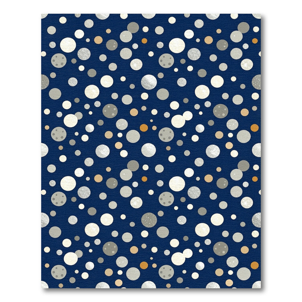 Celestial Navy Blue Metallic Polka Dot Rug