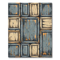 Weathered Wood Panel Grid Rug
