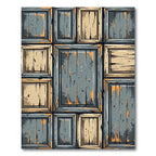 Weathered Wood Panel Grid Rug
