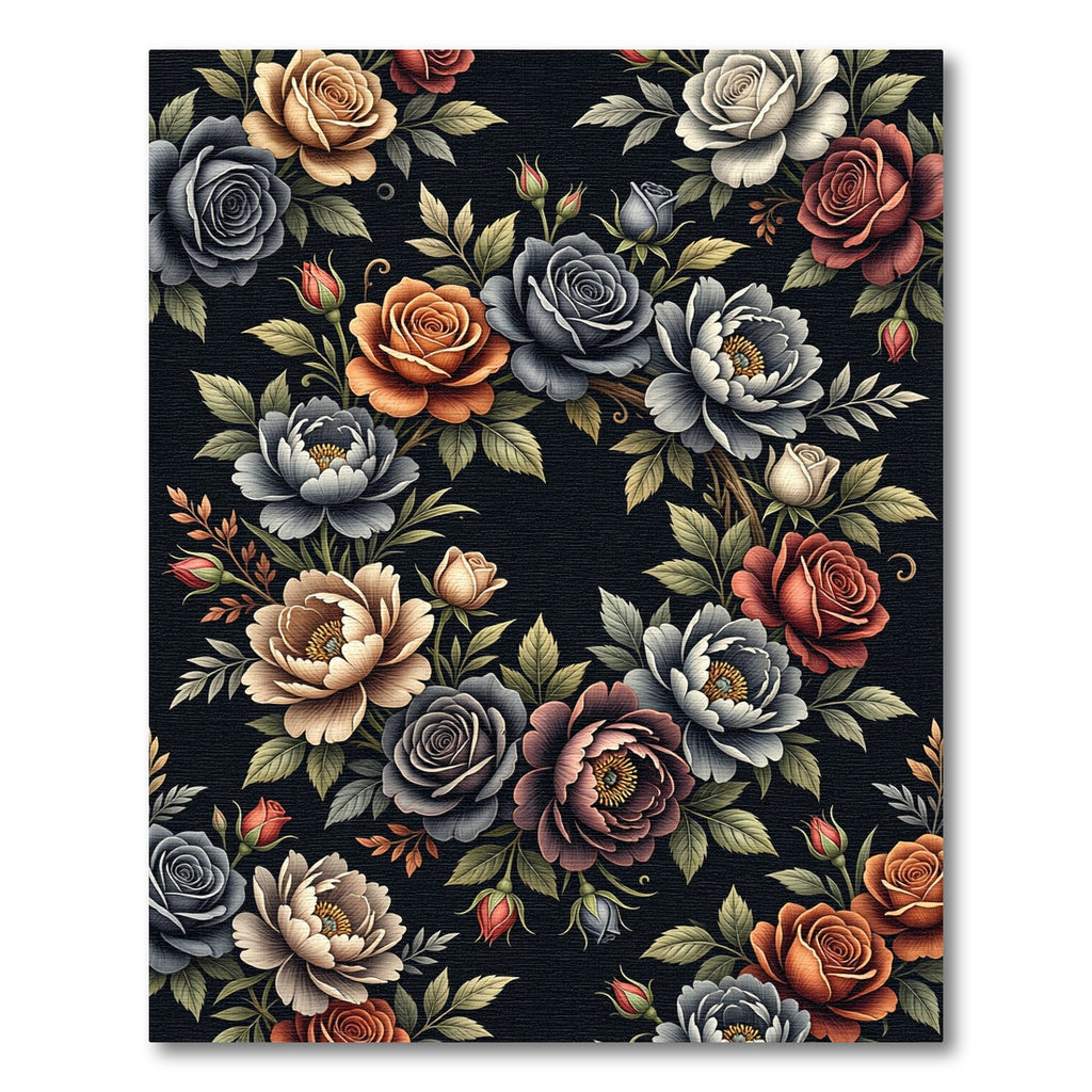 Ornate Floral Tapestry Rose Garland Rug