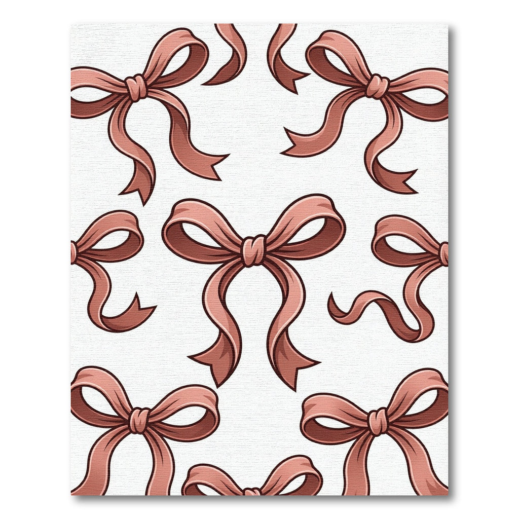 Elegant Dusty Rose Bow Ribbon Illustration Rug