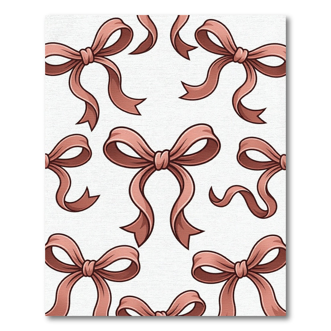 Elegant Dusty Rose Bow Ribbon Illustration Rug