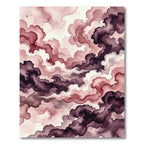 Crimson Plum Swirl Watercolor Waves Rug