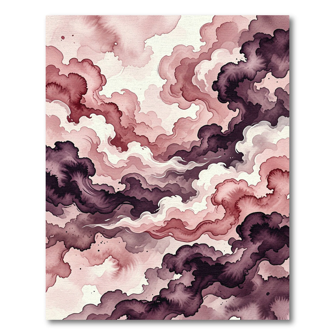 Crimson Plum Swirl Watercolor Waves Rug