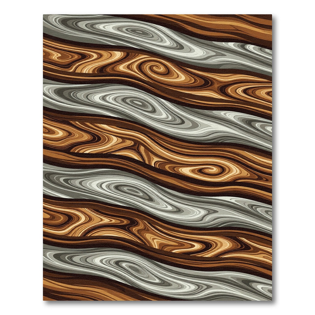 Brown Gray Swirl Wood Grain Rug