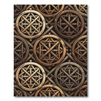 Rustic Bronze Interlocking Wooden Wheel Rug