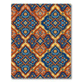 Ornate Blue and Copper Floral Tile Rug