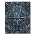 Ornate Blue Compass Rose Medallion Rug