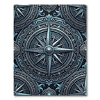 Ornate Blue Compass Rose Medallion Rug
