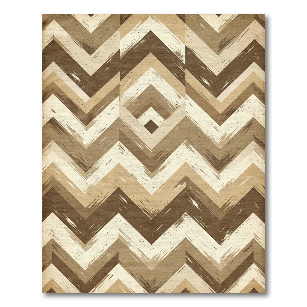 Earthy Chevron Geometric Textured Rug