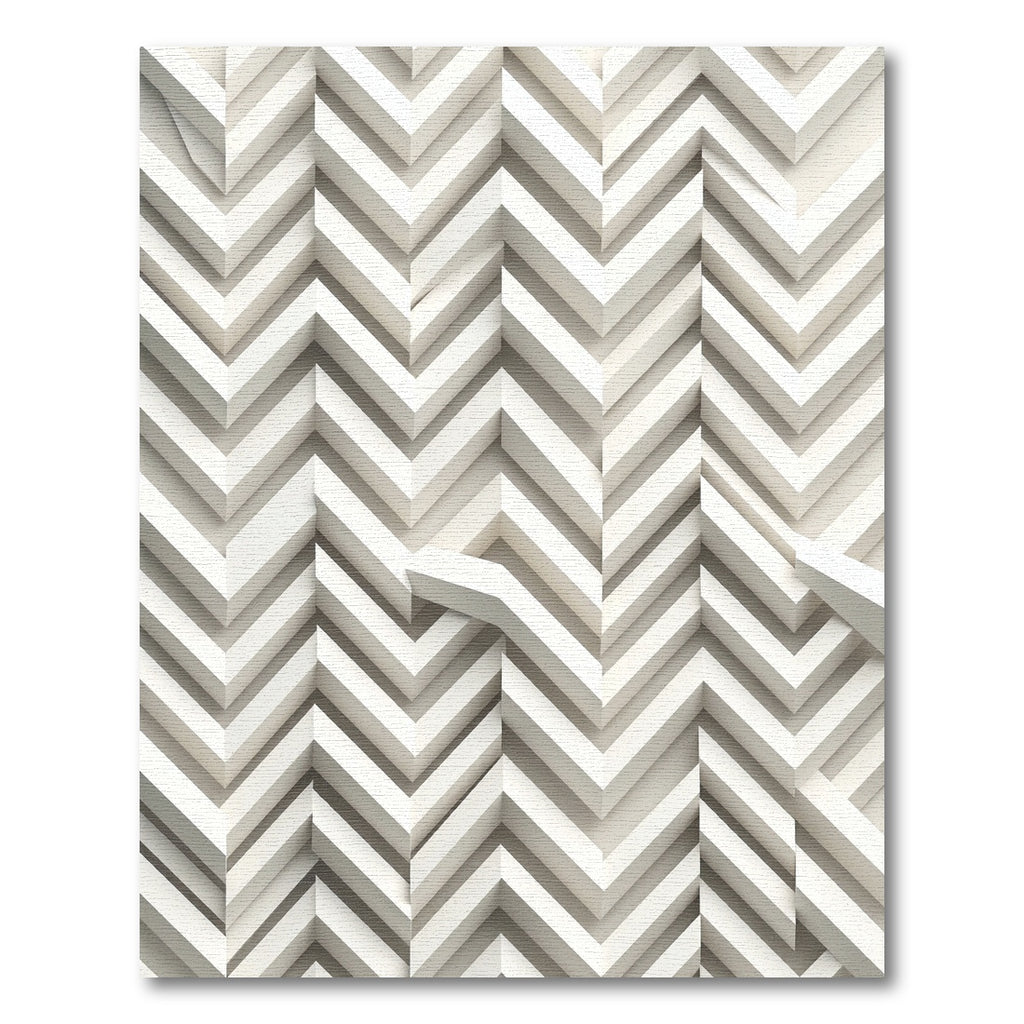 Minimalist White Chevron 3D Geometric Rug