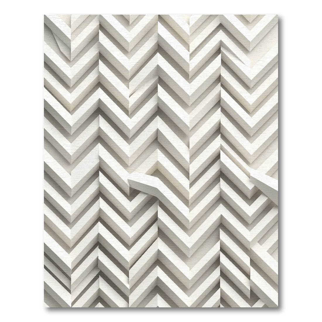 Minimalist White Chevron 3D Geometric Rug