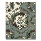 Sage Green Botanical Fern Wreath Rug