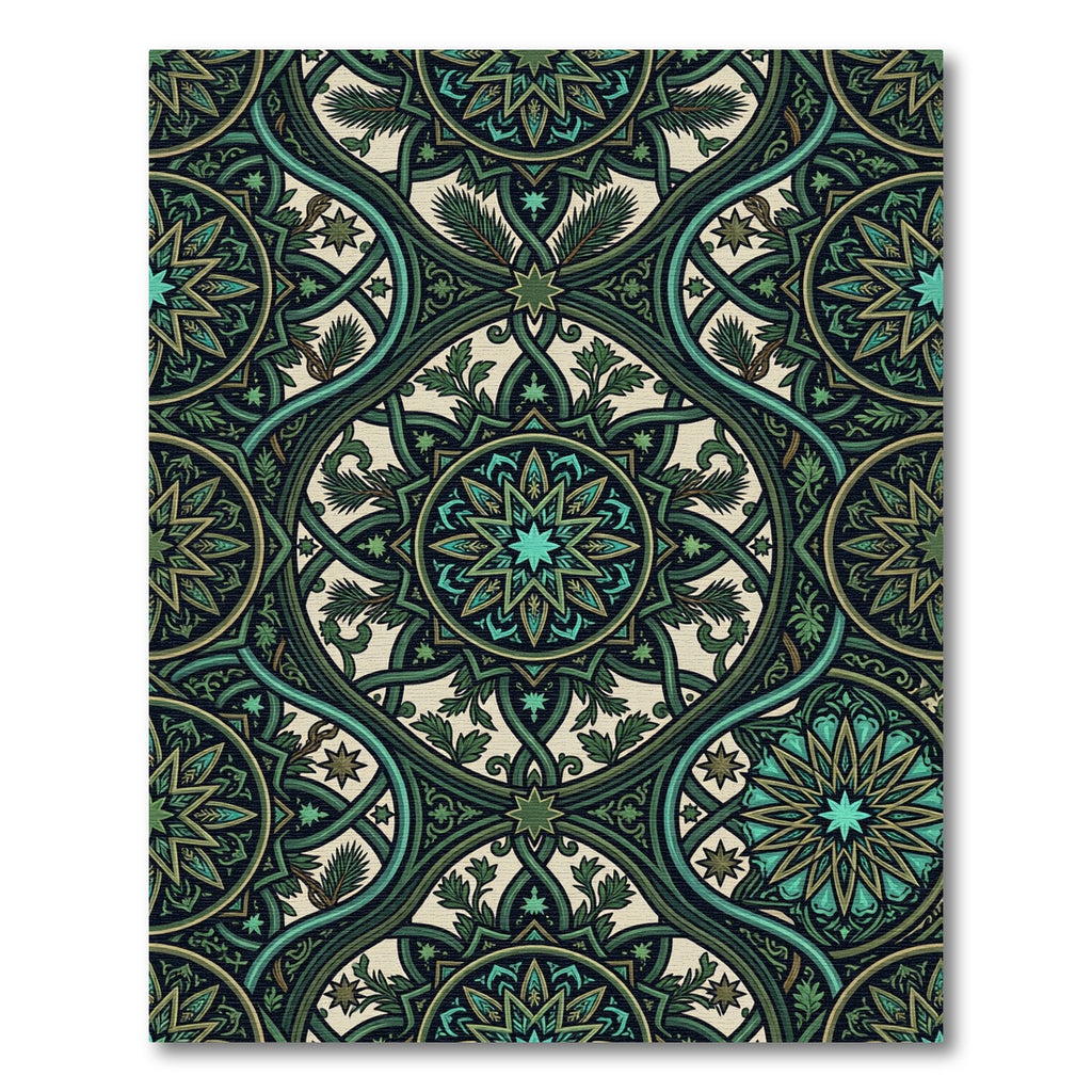 Emerald Labyrinth Floral Medallion Rug