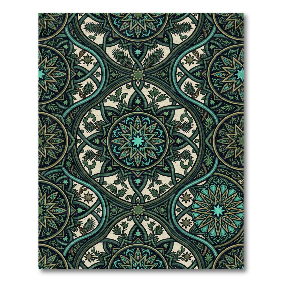 Emerald Labyrinth Floral Medallion Rug