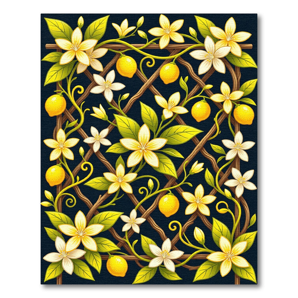 Lush Lemon Blossom Trellis Yellow Rug
