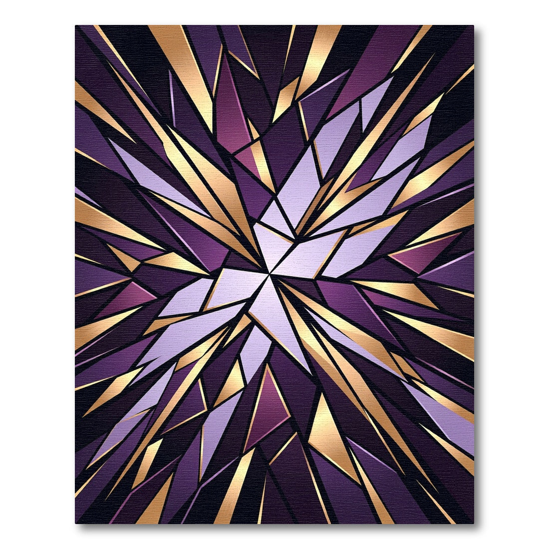 Geometric Gold and Deep Amethyst Shards Rug