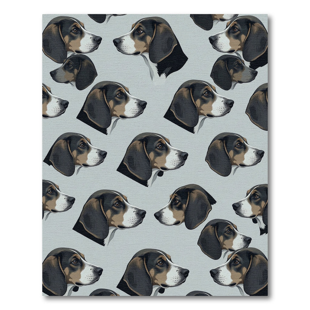 Charming Beagle Portrait Tiled Blue Background Rug