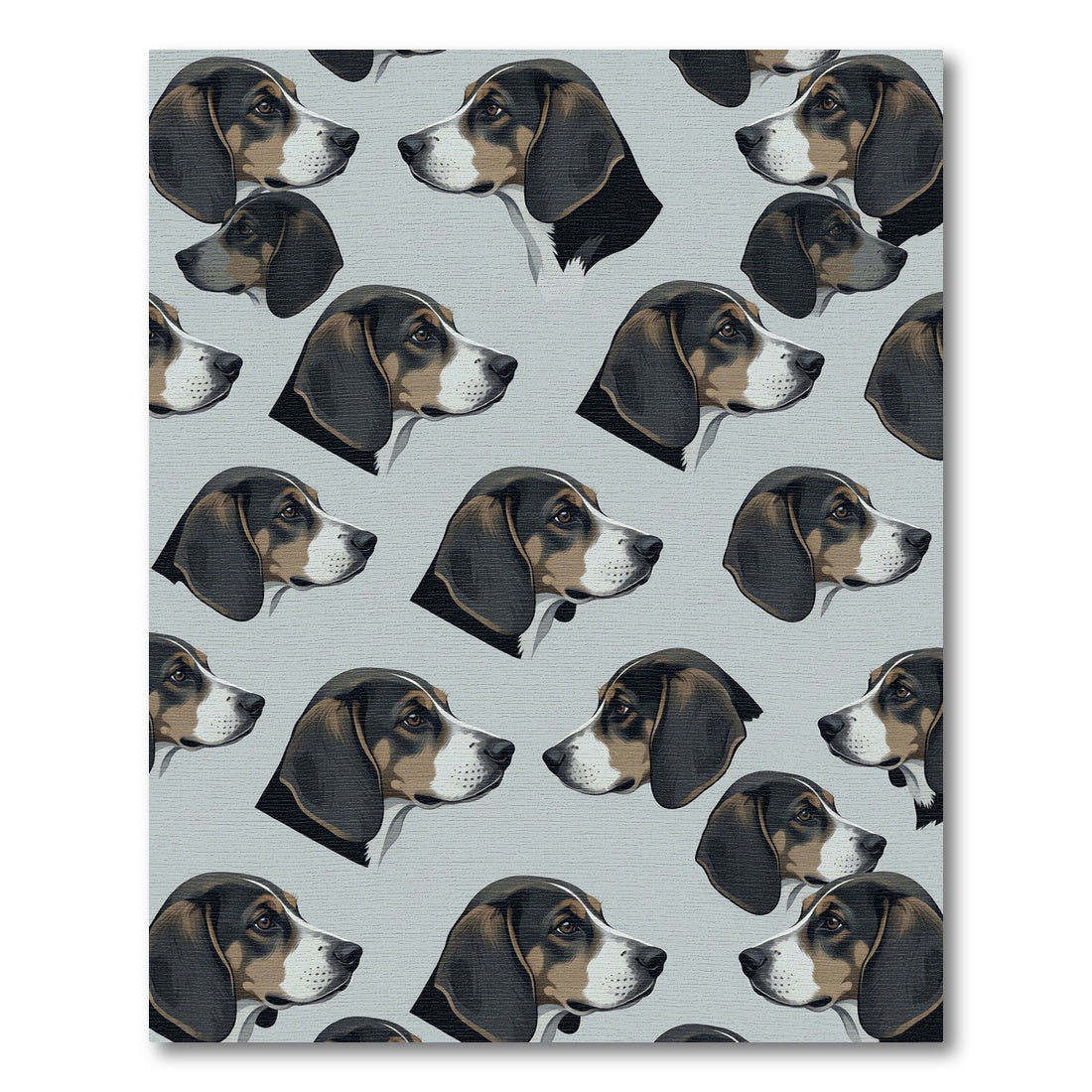 Charming Beagle Portrait Tiled Blue Background Rug