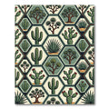 Sage Green Geometric Desert Cactus Tile Rug
