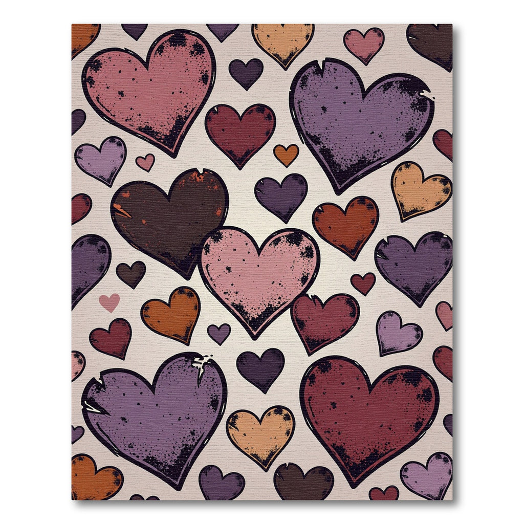 Distressed Multi-Color Heart Collage Rug