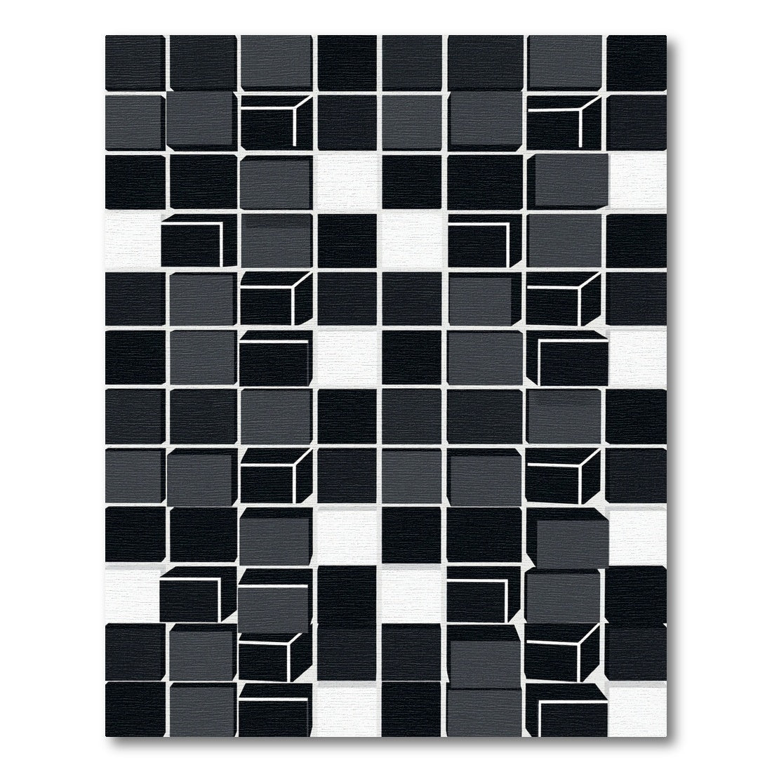 Monochromatic Cubed Illusion Rug