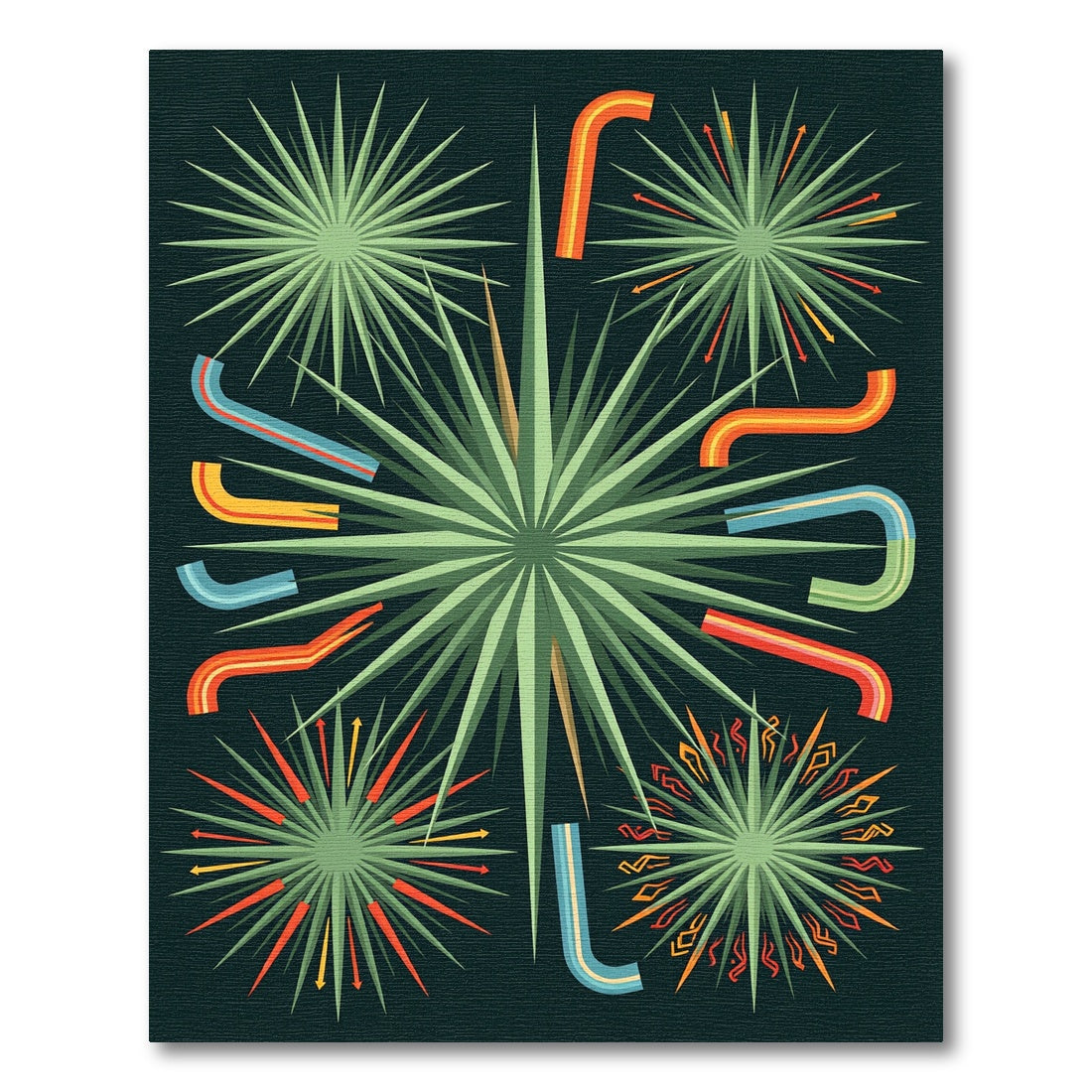 Mid-Century Retro Burst Sun Ray Art Rug