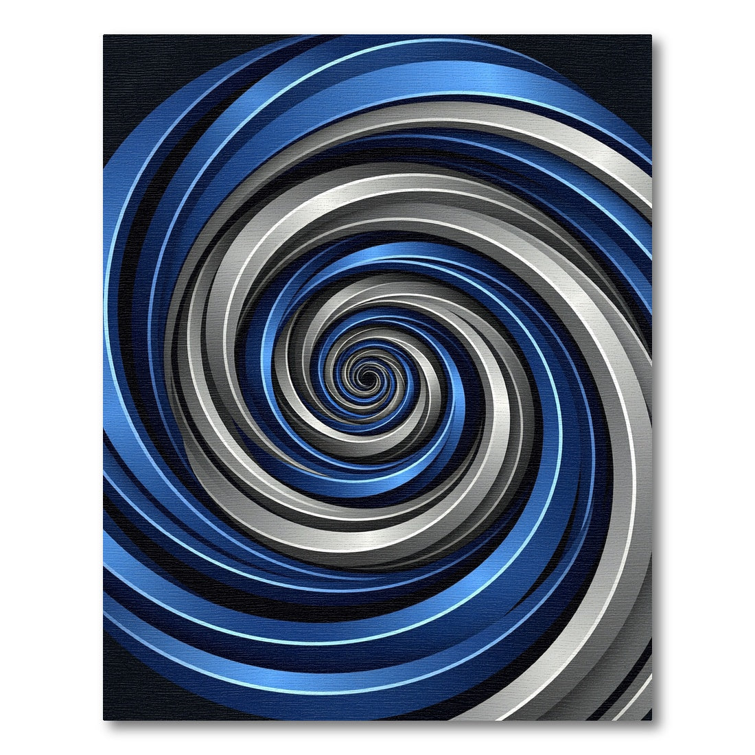 Modern Blue and Silver Swirl Spiral Rug