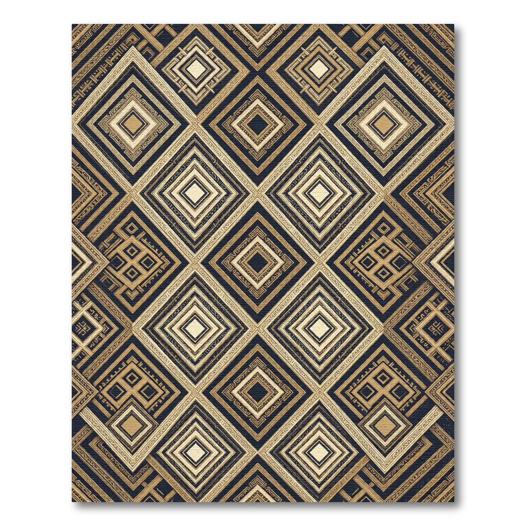 Gold And Black Art Deco Geometric Rug