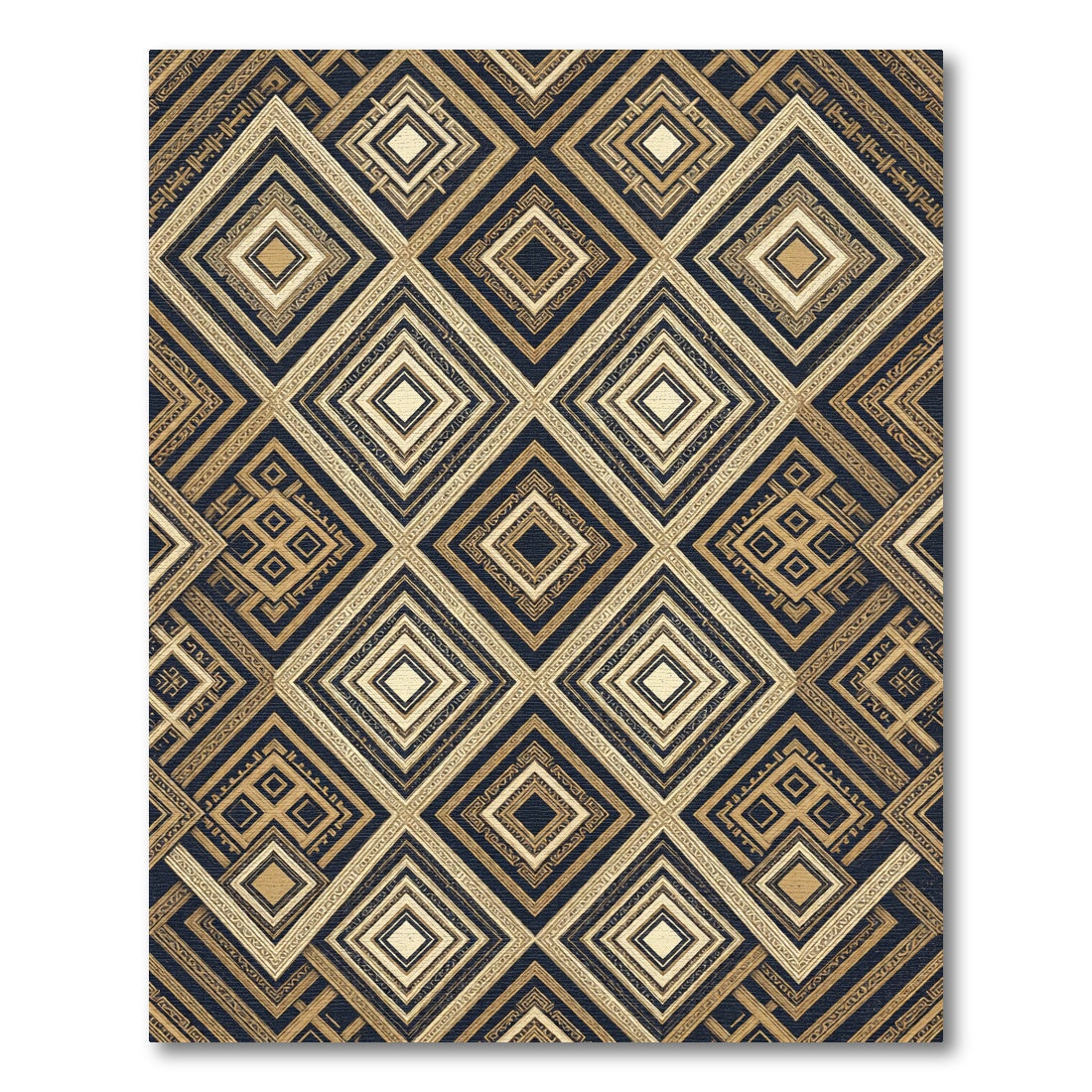 Gold And Black Art Deco Geometric Rug