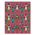 Native American Figures Floral Corn Pattern Rug