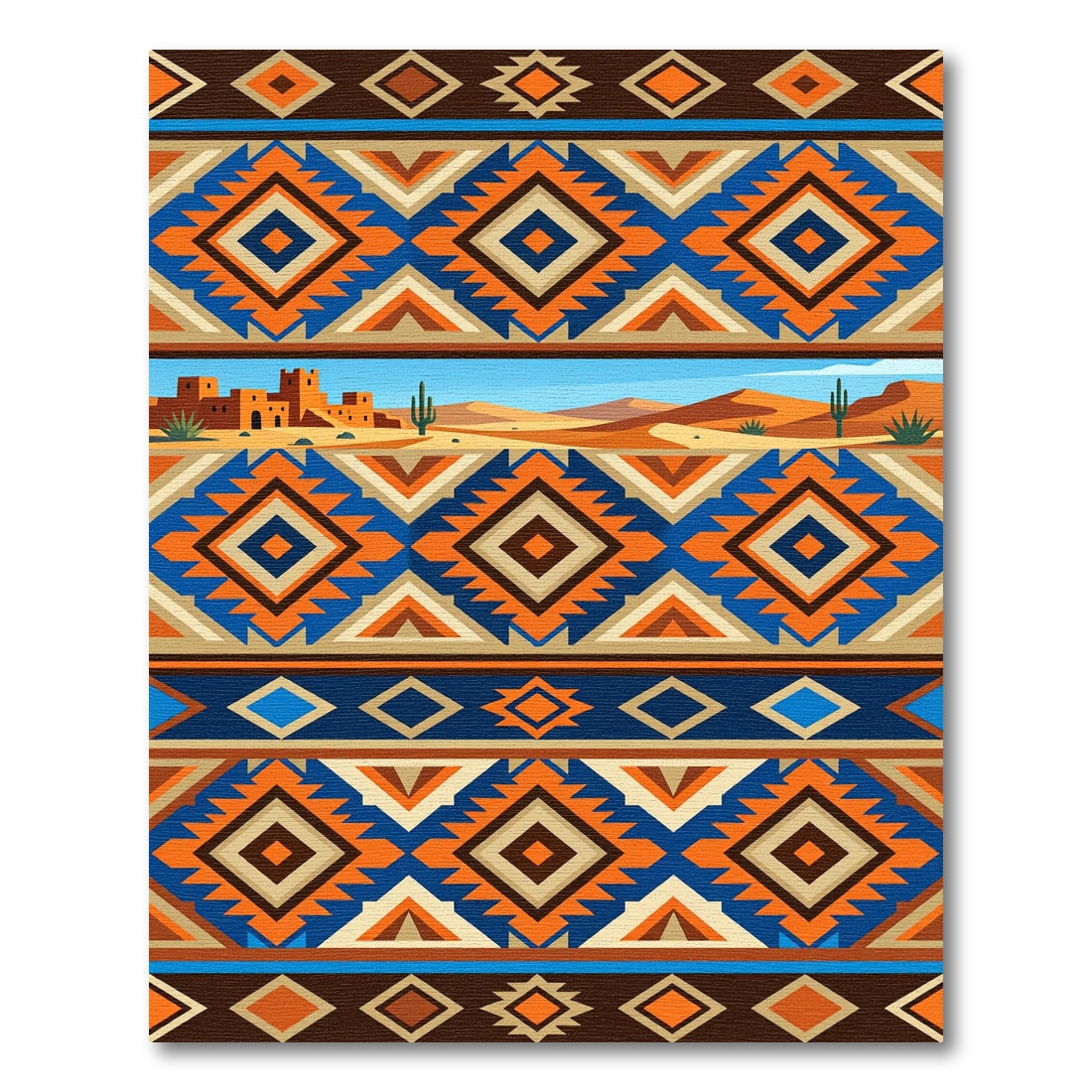 Southwestern Desert Sunset Geometric Diamond Rug