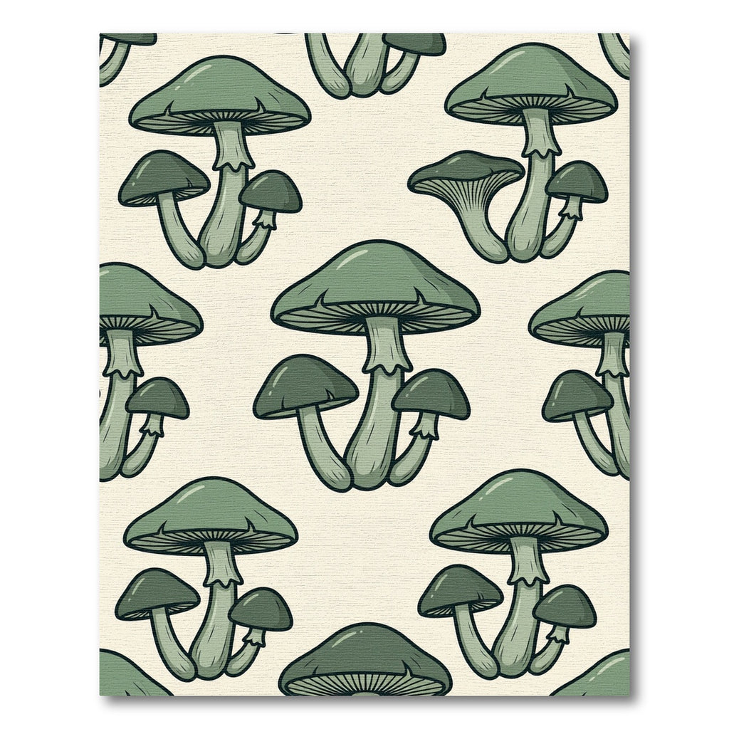 Sage Green Woodland Mushroom Forest Rug