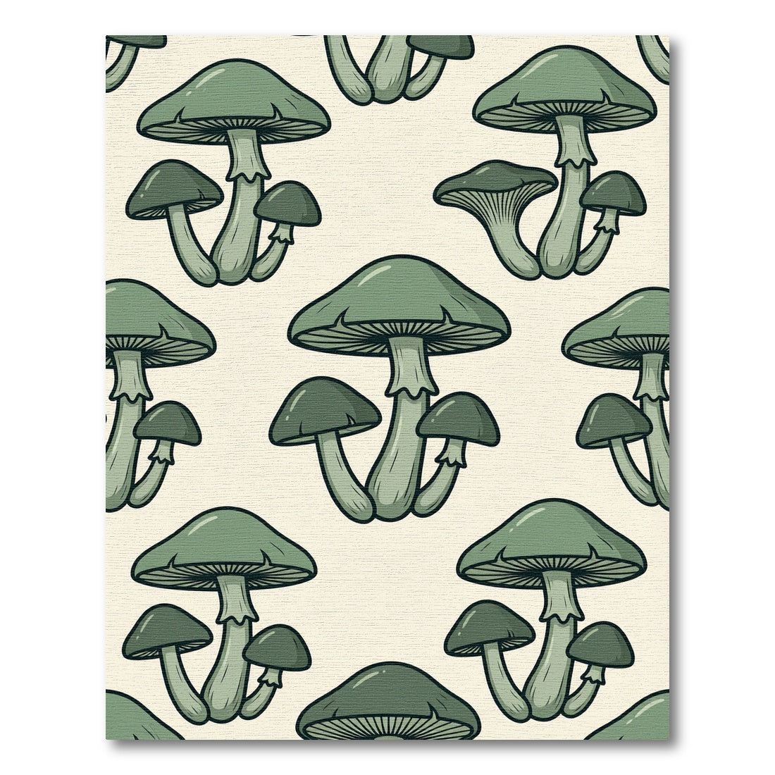 Sage Green Woodland Mushroom Forest Rug
