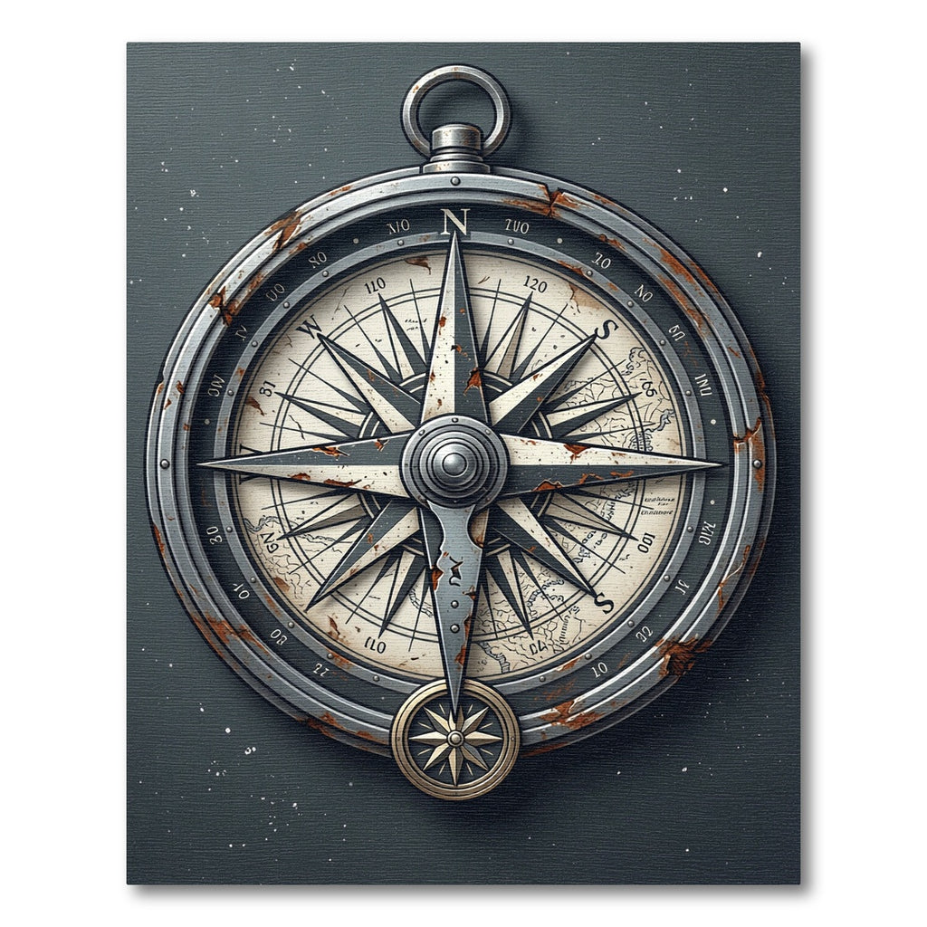 Antique Nautical Compass Bronze Ocean Illustration Rug