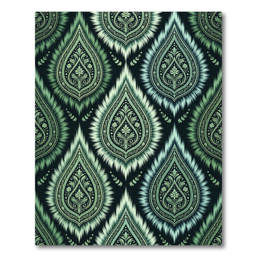 Emerald Green Vintage Ikat Floral Rug