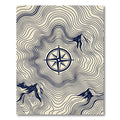 Minimalist Navy Compass Mountain Topographic Rug