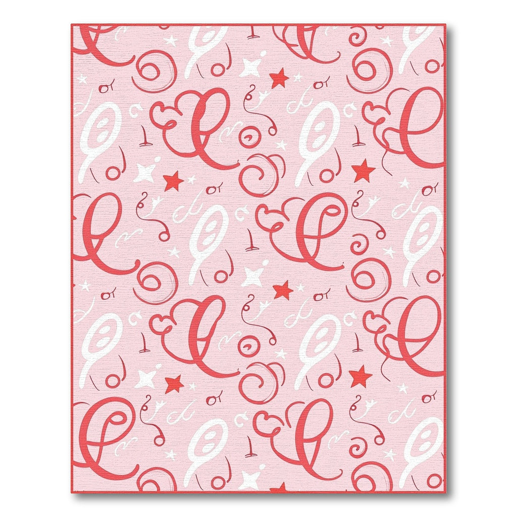 Whimsical Pink Alphabet Swirls Star Rug