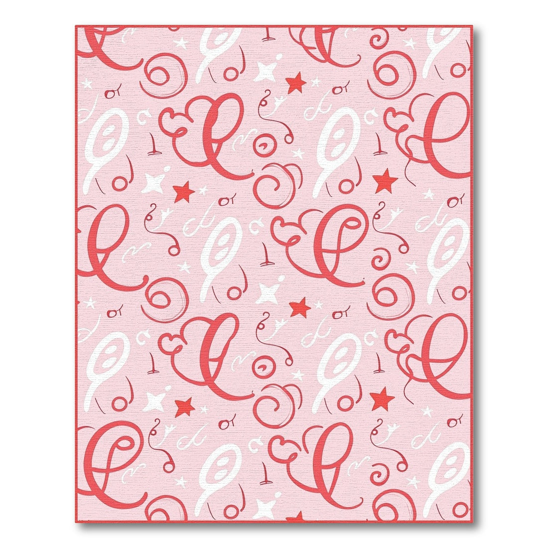 Whimsical Pink Alphabet Swirls Star Rug