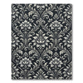 Elegant Black Floral Scroll Work Rug