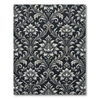 Elegant Black Floral Scroll Work Rug