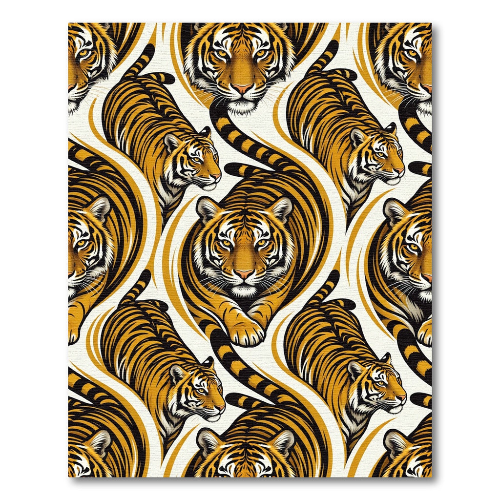 Golden Tiger Head Striped Swirl Rug