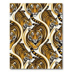 Golden Tiger Head Striped Swirl Rug