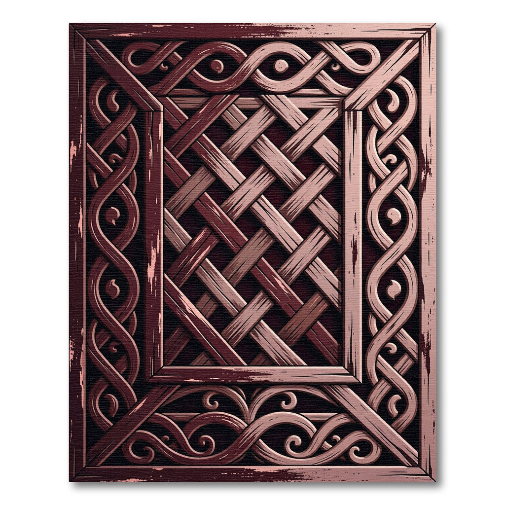 Ornate Woven Wood Interlace Square Rug