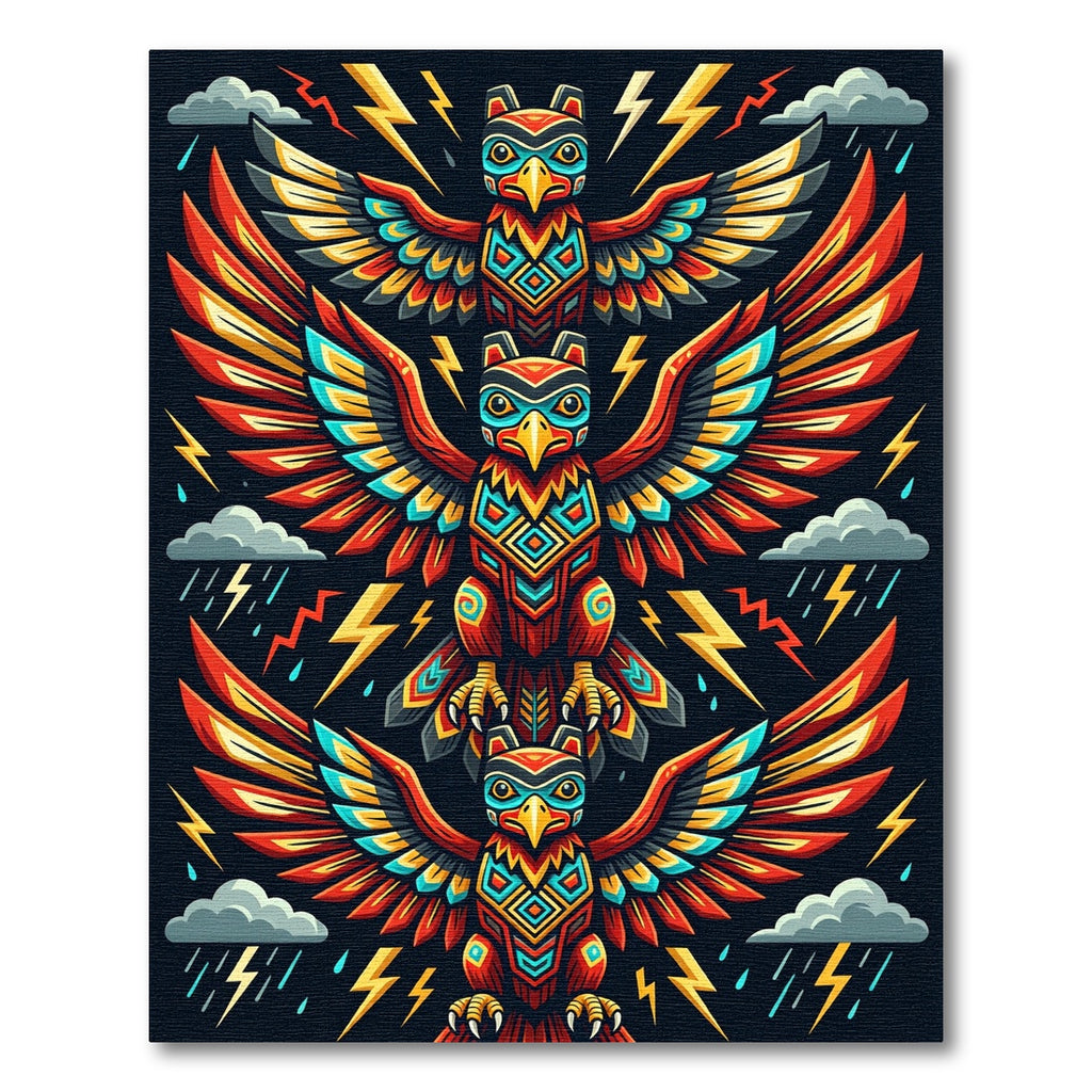Vibrant Thunderbird Totem Lightning Art Rug