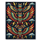 Vibrant Thunderbird Totem Lightning Art Rug