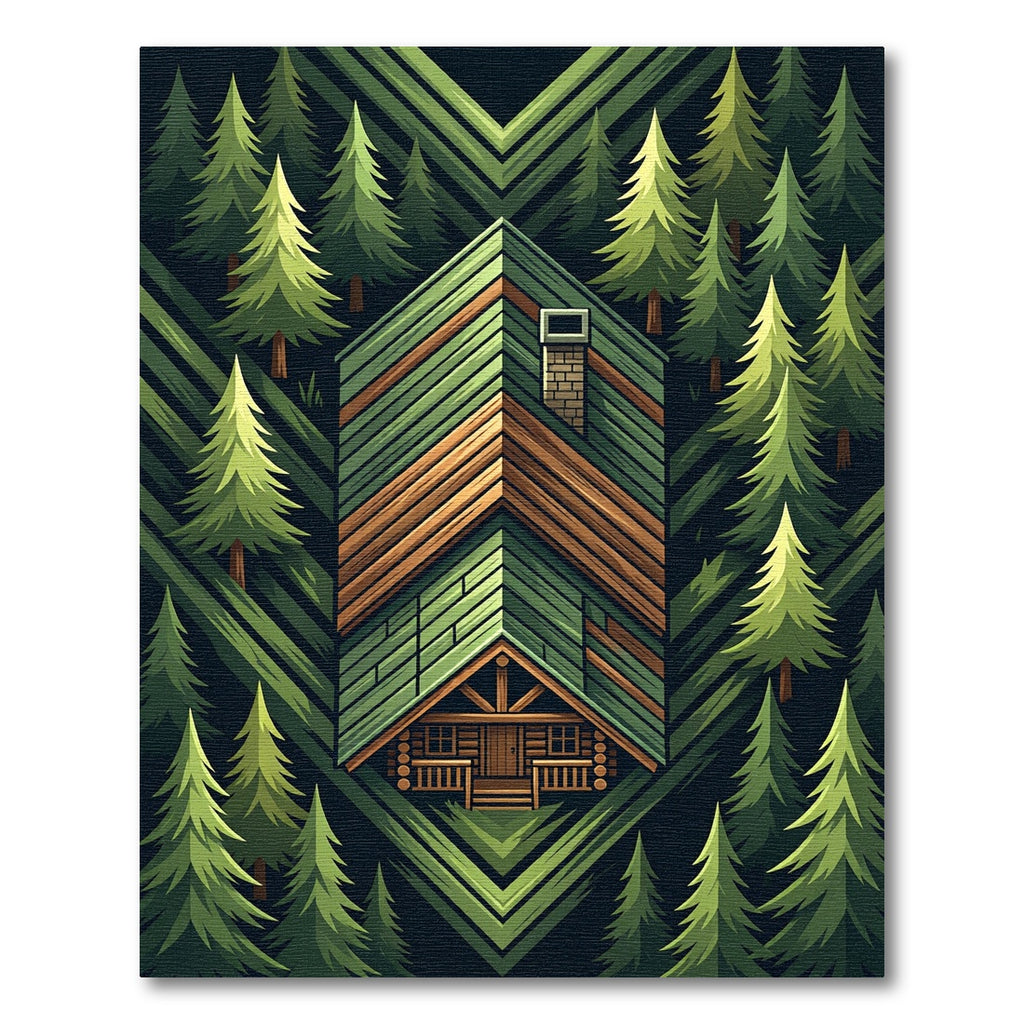 Forest Cabin Geometric Wood Panel Rug