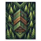 Forest Cabin Geometric Wood Panel Rug